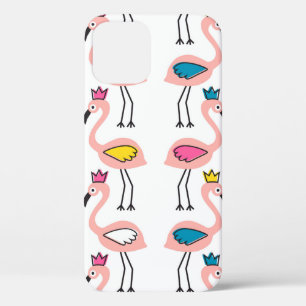 Flamingo met kroon naadloos patroon. iPhone 12 hoesje
