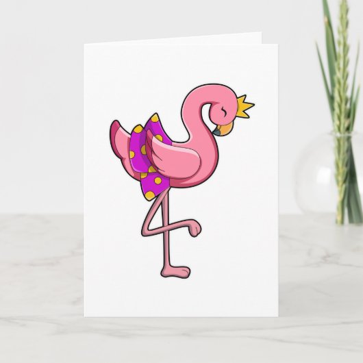Flamingo met Kroon & Rok Kaart (Voorkant)