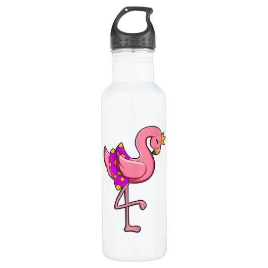 Flamingo met Kroon & Skirt Waterfles (Voorkant)