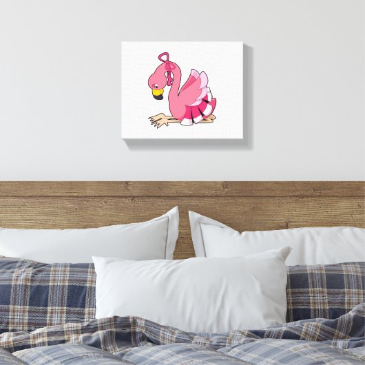 Flamingo met lint canvas afdruk (Insitu (Slaapkamer))