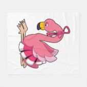 Flamingo met lint fleece deken (Voorkant (Horizontaal))