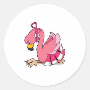 Flamingo met lint ronde sticker