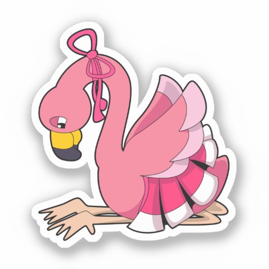 Flamingo met lint sticker (Voorkant)