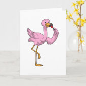 Flamingo met Lippenstift Kaart (Gele Bloem)