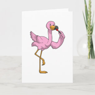 Flamingo met lippenstift kaart