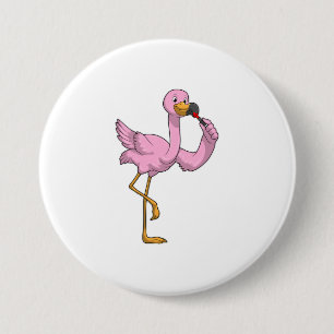Flamingo met Lipstick Ronde Button 7,6 Cm