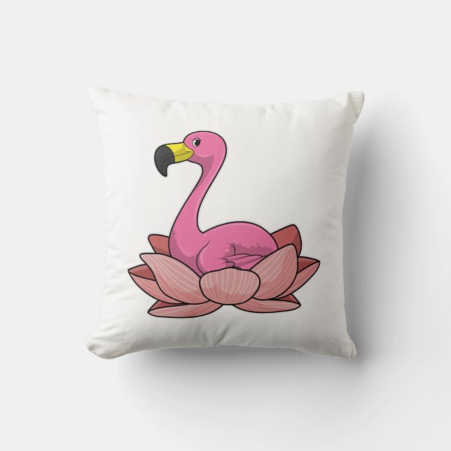 Flamingo met Lotus flower Kussen (Voorkant)