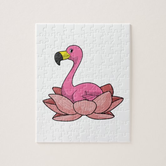Flamingo met Lotus flower Legpuzzel (Verticaal)