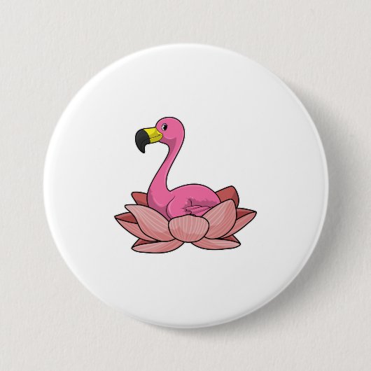Flamingo met Lotus flower Ronde Button 7,6 Cm (Voorkant)
