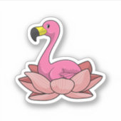 Flamingo met Lotus flower Sticker (Voorkant)