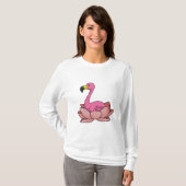 Flamingo met Lotus flower T-shirt (Voorkant volledig)
