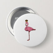 Flamingo met Muffin Ronde Button 7,6 Cm (Voorkant /achterkant)