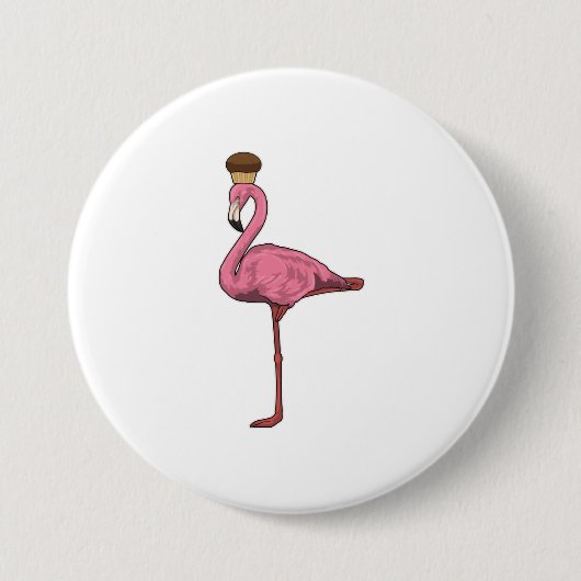 Flamingo met Muffin Ronde Button 7,6 Cm (Voorkant)