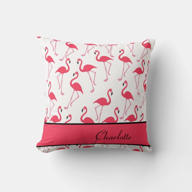Flamingo met Naam Kussen (Voorkant)