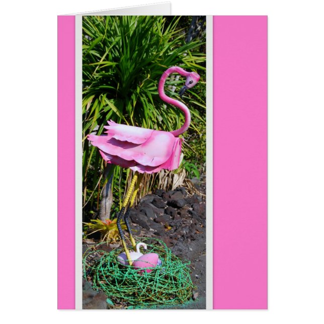 Flamingo met Nest Mailbox Kaart (Voorkant)
