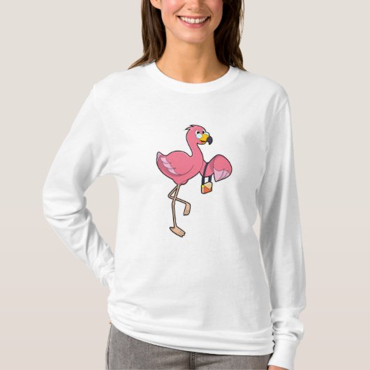 Flamingo met paars t-shirt (Voorkant)