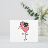 Flamingo met paraplu briefkaart (Staand voorkant)