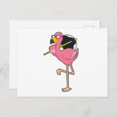 Flamingo met paraplu briefkaart (Voorkant / Achterkant)