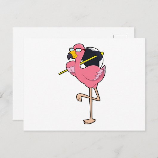 Flamingo met paraplu briefkaart (Voorkant / Achterkant)