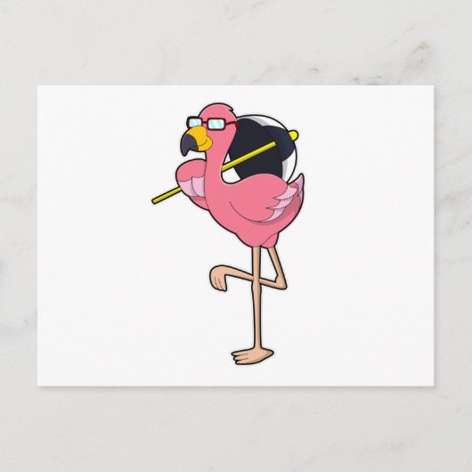 Flamingo met paraplu briefkaart (Voorkant)