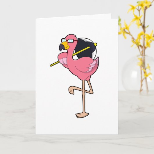 Flamingo met paraplu kaart (Gele Bloem)