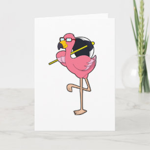 Flamingo met paraplu kaart