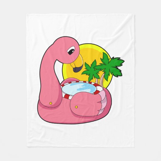 Flamingo met pool fleece deken (Voorkant)