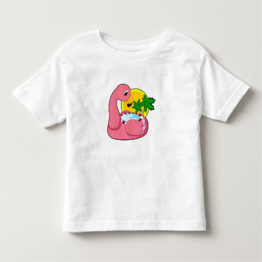 Flamingo met pool kinder shirts (Voorkant)