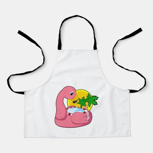 Flamingo met pool schort (Voorkant)
