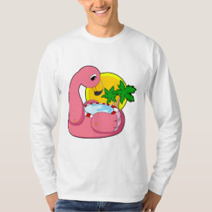 Flamingo met pool t-shirt