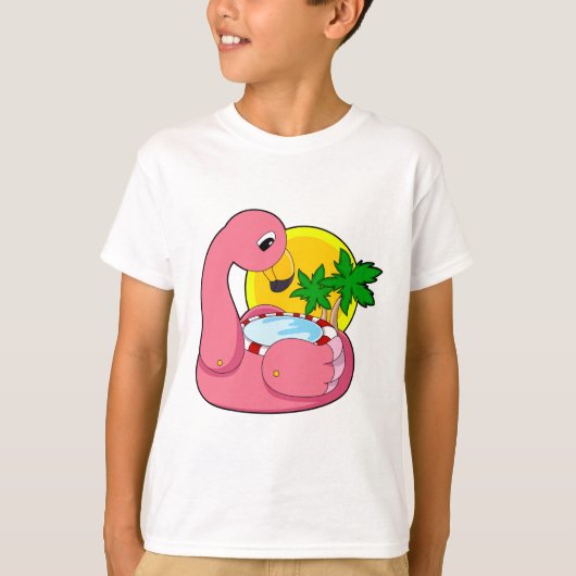 Flamingo met pool t-shirt (Voorkant)