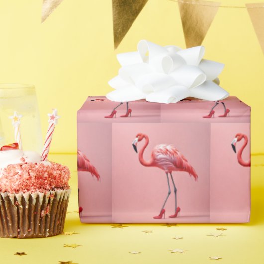 Flamingo met rode hoge hakken cadeaupapier (Verjaardagsfeest)