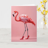 Flamingo met rode schoenen kaart (Gele Bloem)