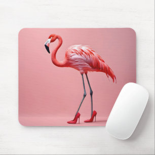 Flamingo met rode schoenen muismat