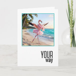 Flamingo met roze tutu die jarig is kaart