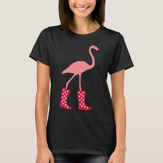Flamingo met rubberen laarzen t-shirt (Voorkant)