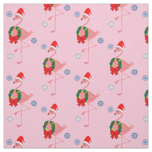 Flamingo met Santa Hat en Wreath Stof