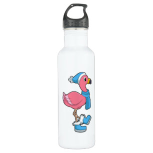 Flamingo met Scarf en Pet Waterfles