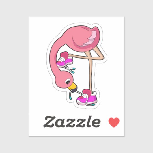 Flamingo met schoenen sticker (Vel)
