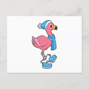 Flamingo met sjaal en hoed briefkaart