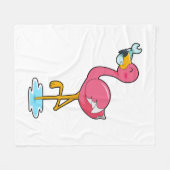 Flamingo met vis fleece deken (Voorkant (Horizontaal))