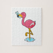 Flamingo met vis legpuzzel (Verticaal)