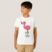 Flamingo met vis t-shirt (Voorkant volledig)