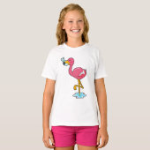 Flamingo met vis t-shirt (Voorkant volledig)