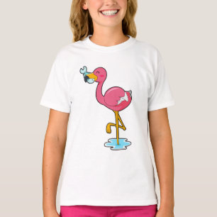 Flamingo met vis t-shirt