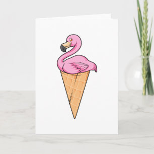 Flamingo met wafel van ijs kaart