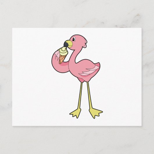 Flamingo met Waffle-ijs Briefkaart (Voorkant)