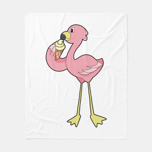 Flamingo met Waffle-ijs Fleece Deken (Voorkant)