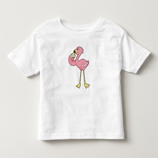 Flamingo met Waffle-ijs Kinder Shirts (Voorkant)