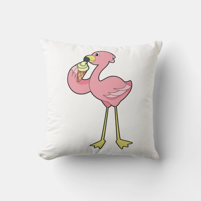 Flamingo met Waffle-ijs Kussen (Voorkant)